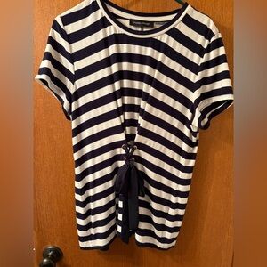 Ivanka Trump Nautical Navy White Lace-Up Ribbon Top  XL women